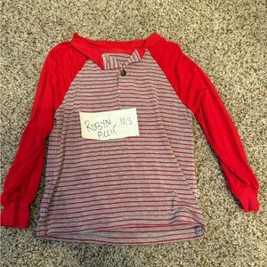 Little Sleepies Red and Gray Striped Long Sleeve Shirt